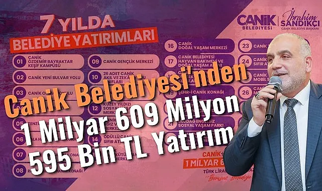 Canik Belediyesi'nden 1 Milyar 609 Milyon 595 Bin TL Yatırım