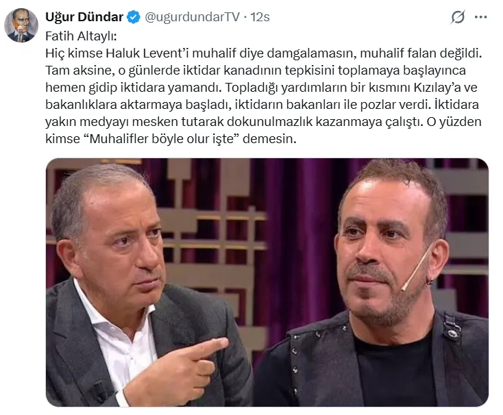 AK Partili Yaşar Baş'tan Uğur Dündar'ın Haluk Levent Paylaşımına Sert Tepki