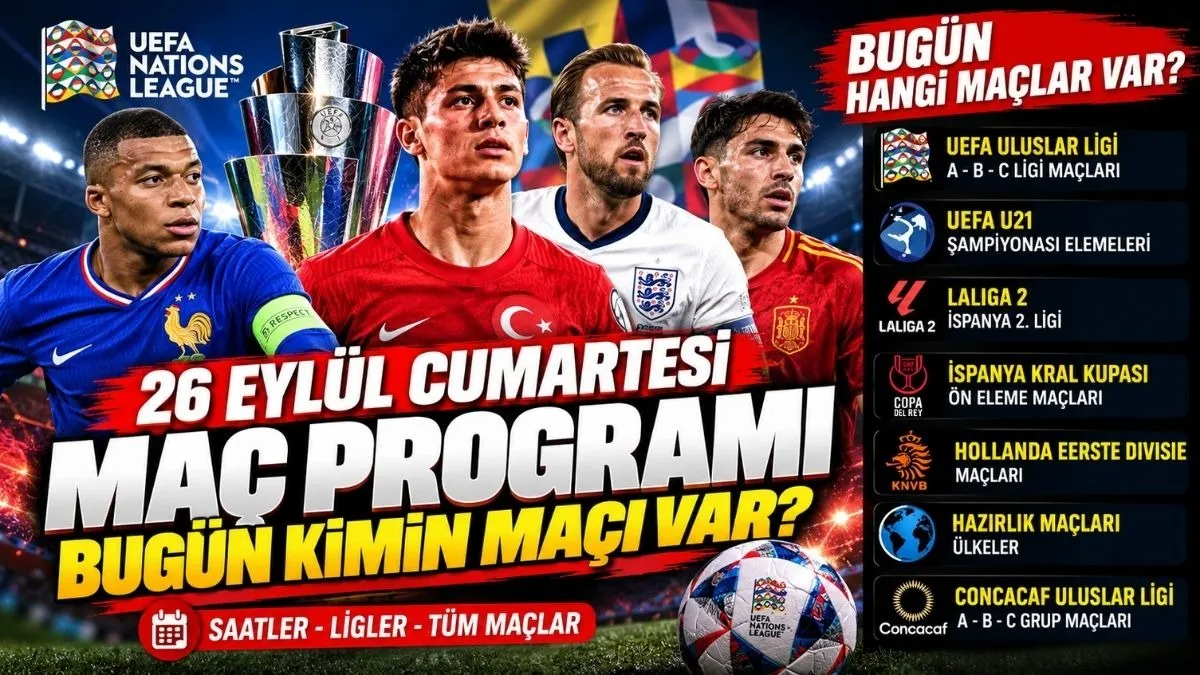 Bugünkü Maçlar, 26 Eylül Cumartesi Maç Programı, UEFA Uluslar Ligi'nde Bugün Kimin Maçı Var?