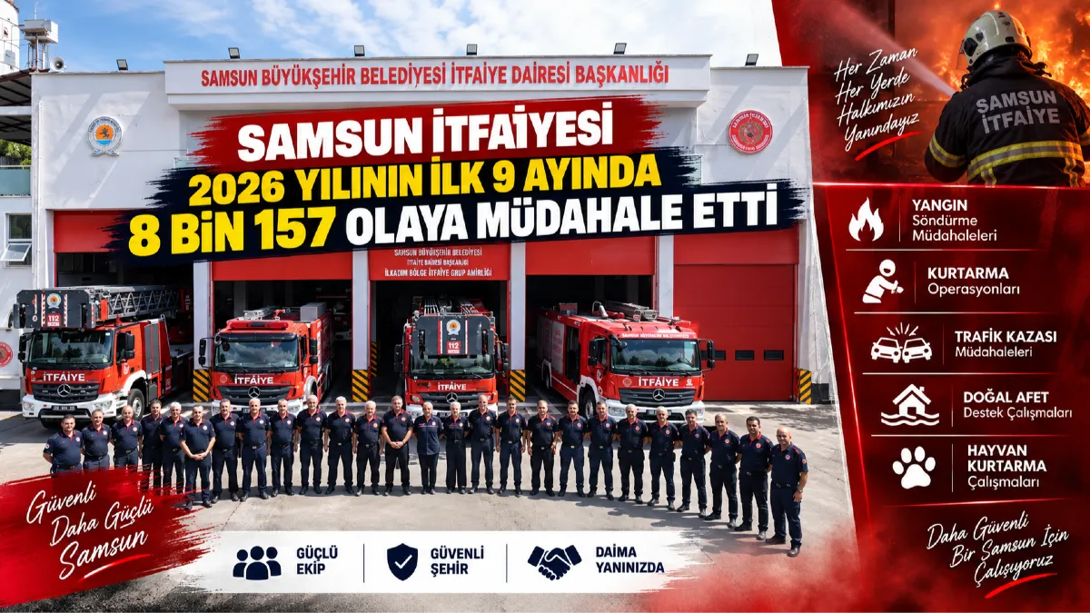 Samsun İtfaiyesi 2026 yılının ilk 9 ayında 8 bin 157 olaya müdahale etti