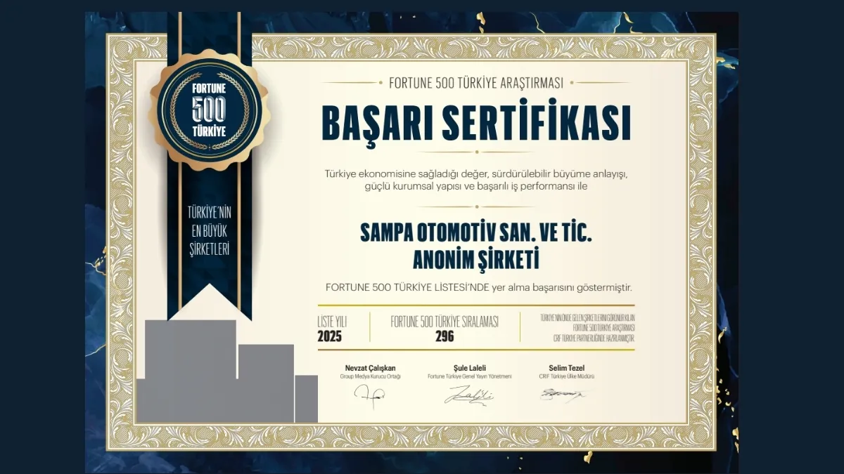 SAMPA Fortune 500 Türkiye 2025 listesinde 296’ncı sırada