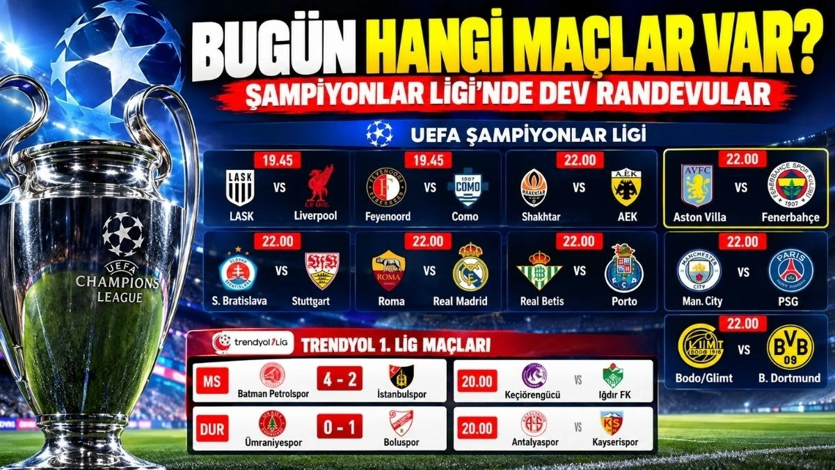 Bu Akşam Hangi Maçlar Var? 14 Ekim Çarşamba Şampiyonlar Ligi maçları