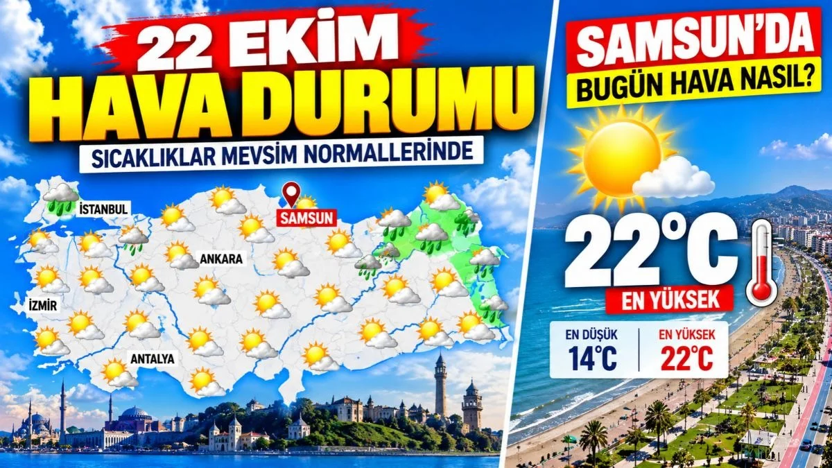 Bugün Samsun'da hava nasıl? 22 Ekim Samsun Hava Durumu, Samsun Havası