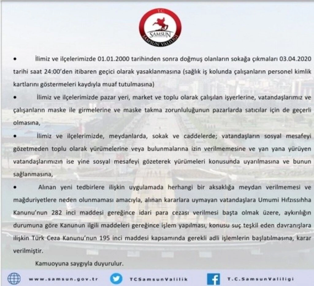 Samsun İl Pandemi Kurulu Toplandı, işte alınan kararlar!