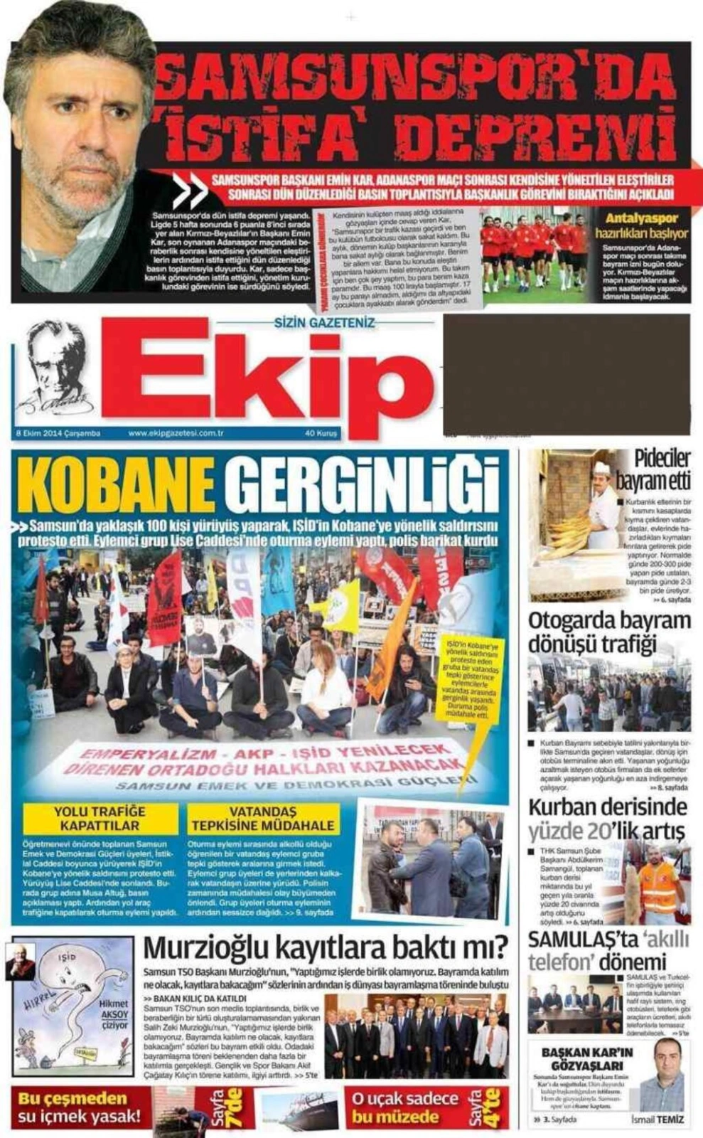 8 Ekim Samsun'un yerel gazeteleri