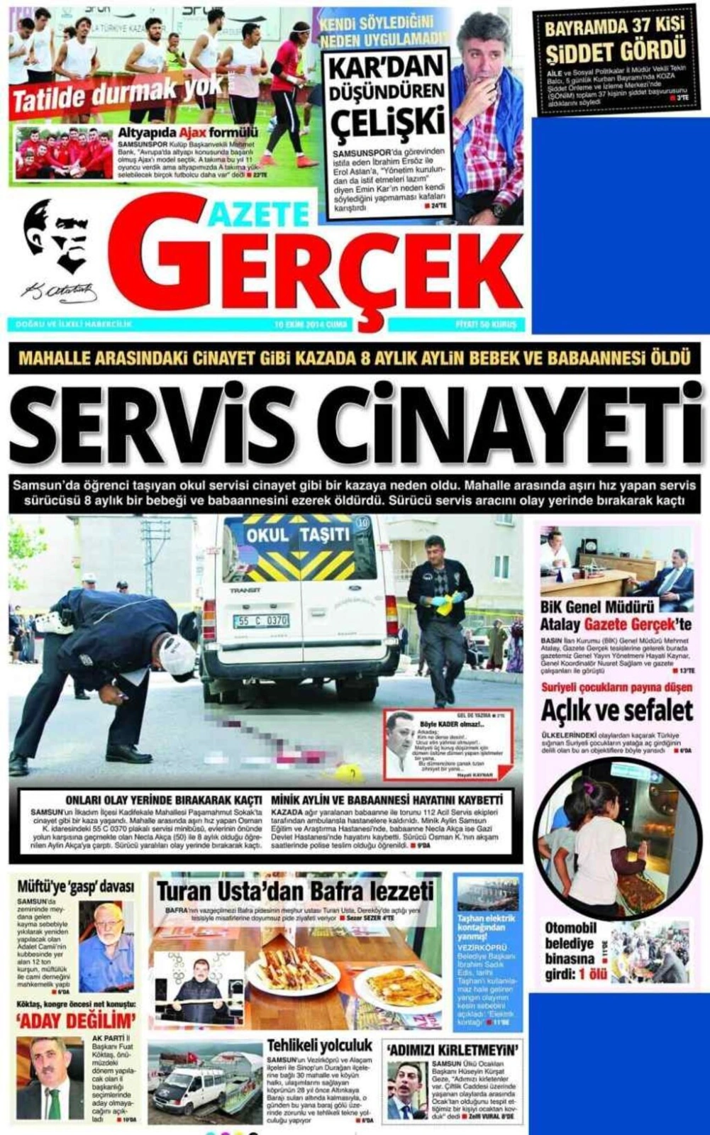 10 Ekim Cuma Samsun Yerel Gazeteleri