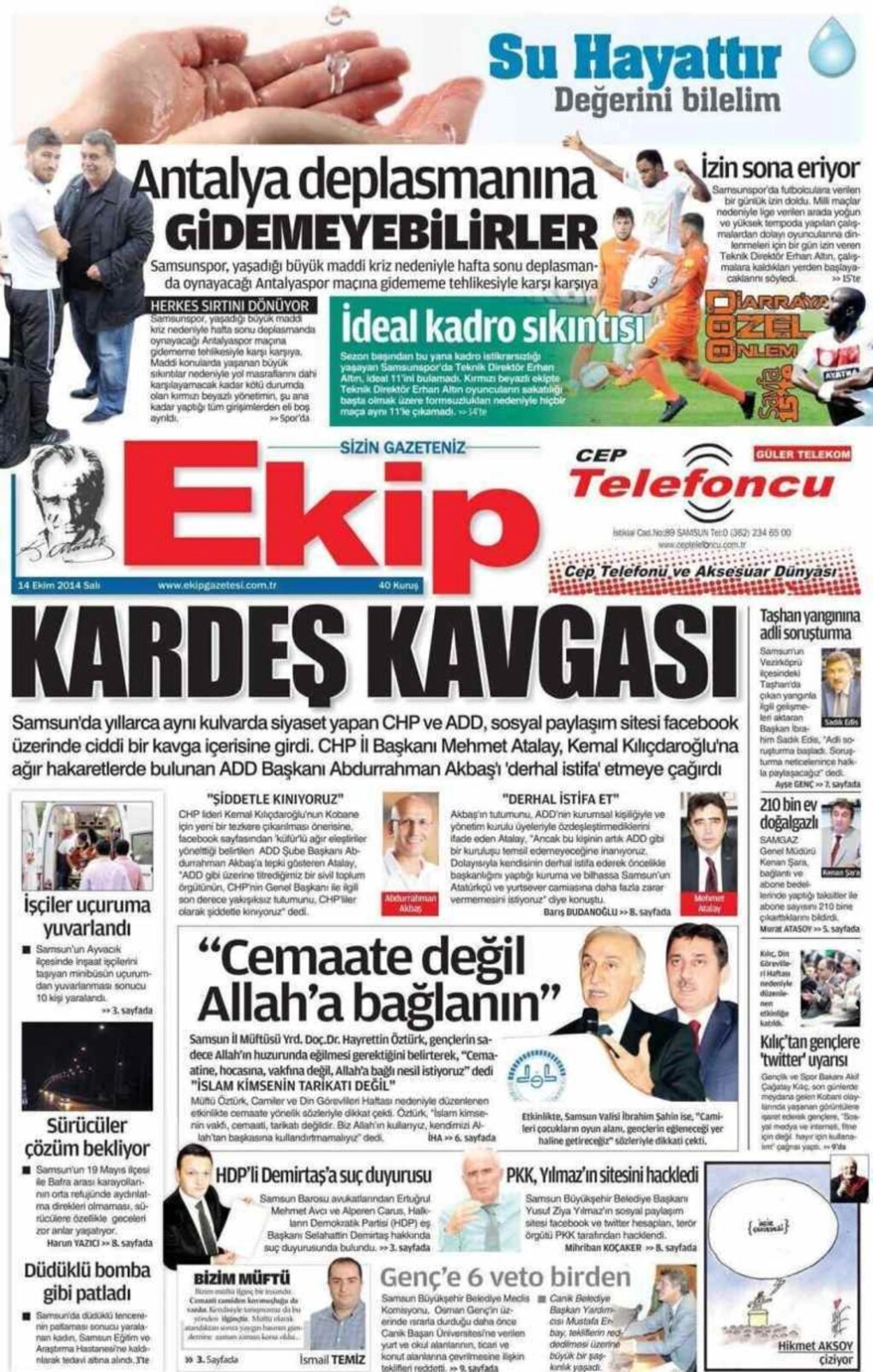 14 Ekim Salı Samsun Yerel Gazeteleri