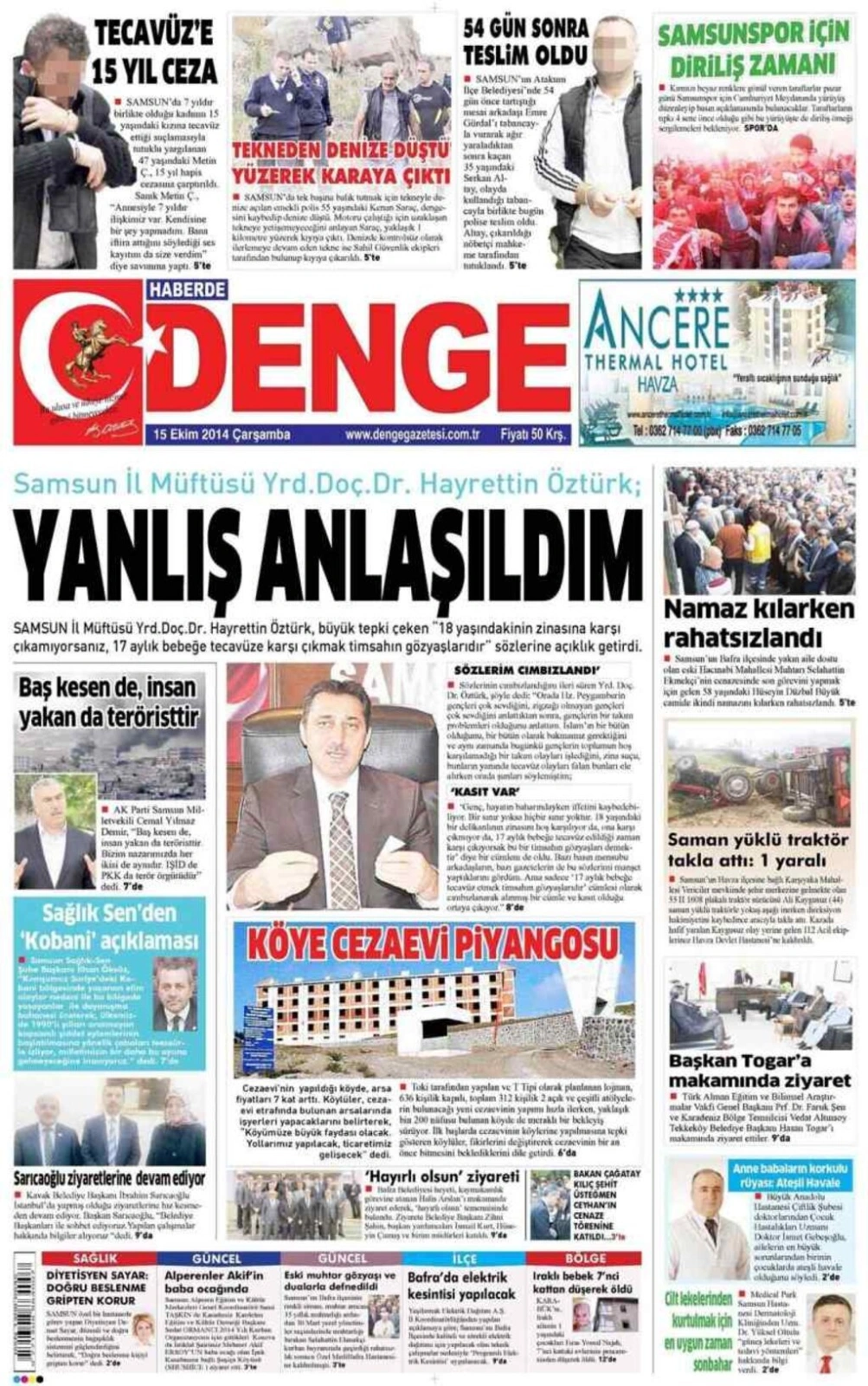15 Ekim Samsun'un Yerel Gazeteleri