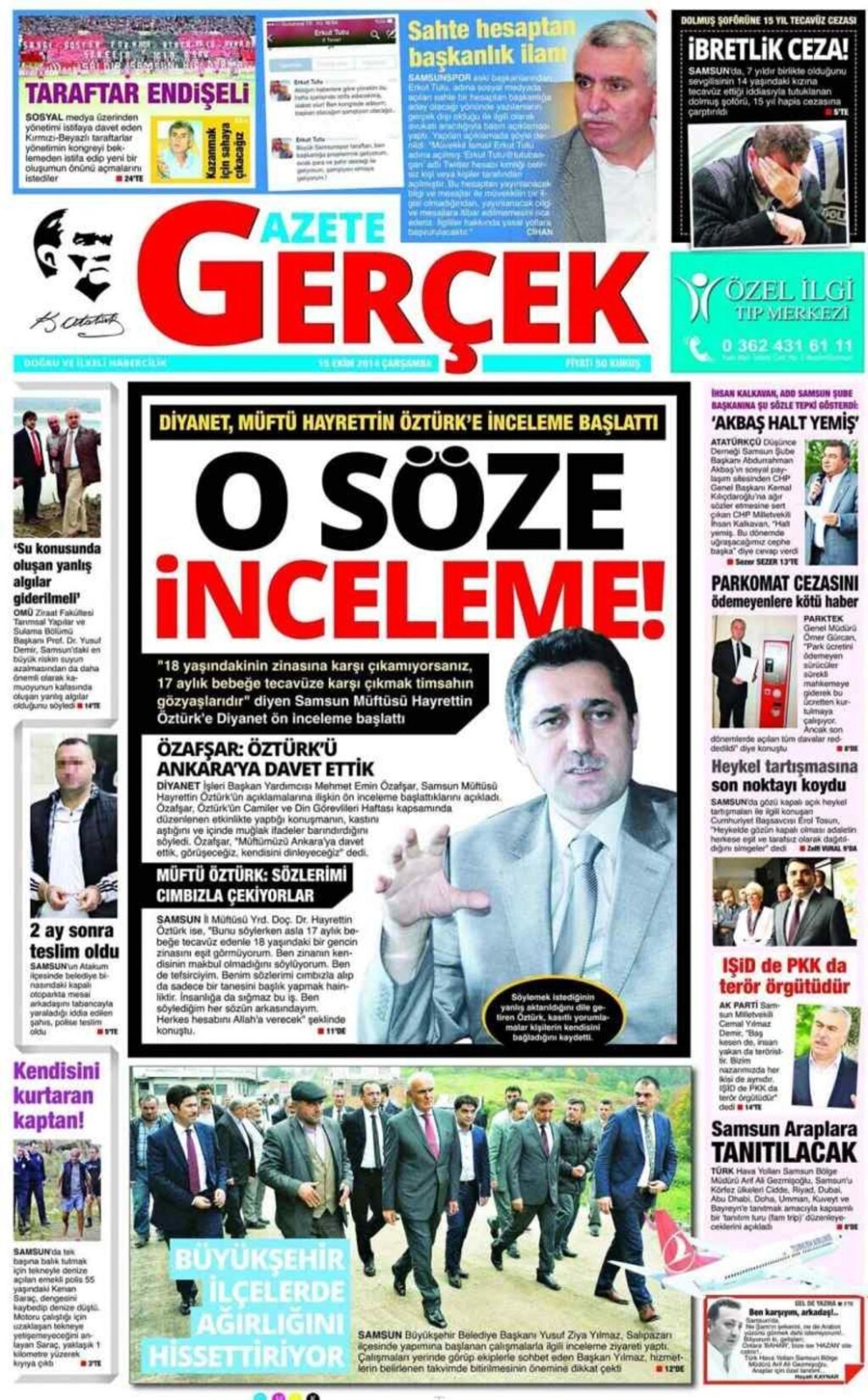 15 Ekim Samsun'un Yerel Gazeteleri