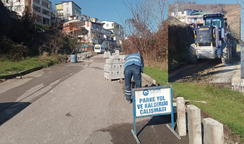 Canik Belediyesi Fen İşleri'nden yol yapım
