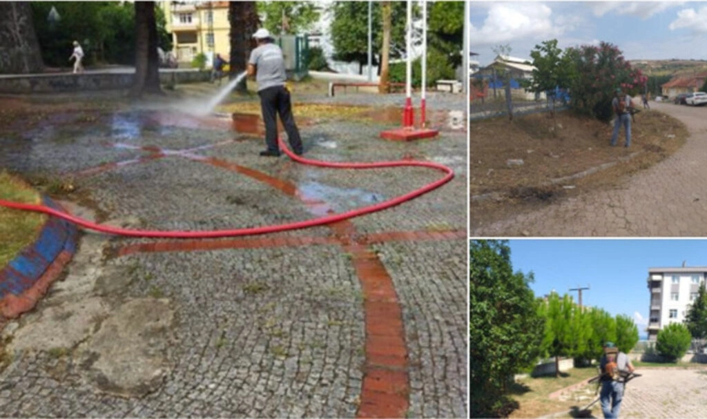 İlkadım Belediyesi Temizlik Ekipleri parkları yıkıyor