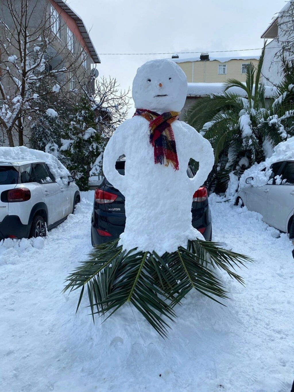 Samsun'da Kar Sanata Dönüştü: Birbirinden İlginç Kardan Adamlar