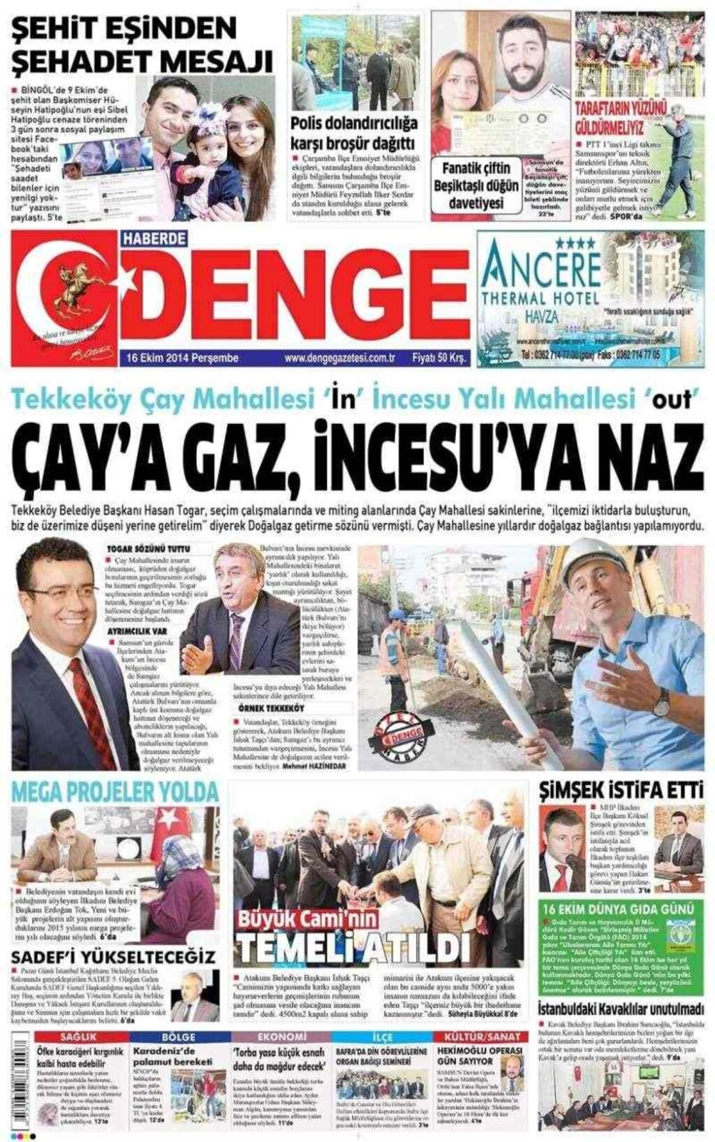 16 Ekim Samsun'un Yerel Gazeteleri