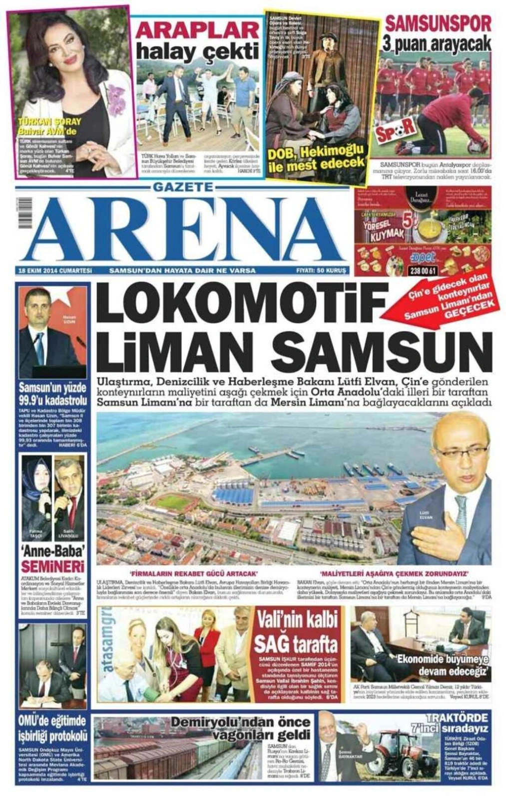 18 Ekim Cumartesi Samsun Yerel Gazeteleri