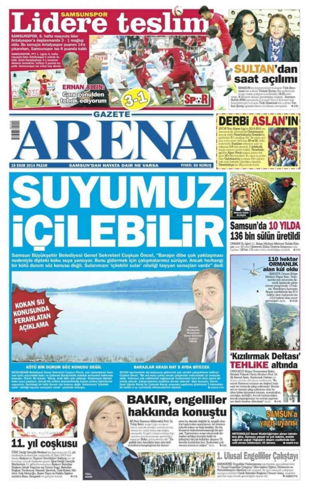 19 Ekim Pazar Samsun Yerel Gazeteleri