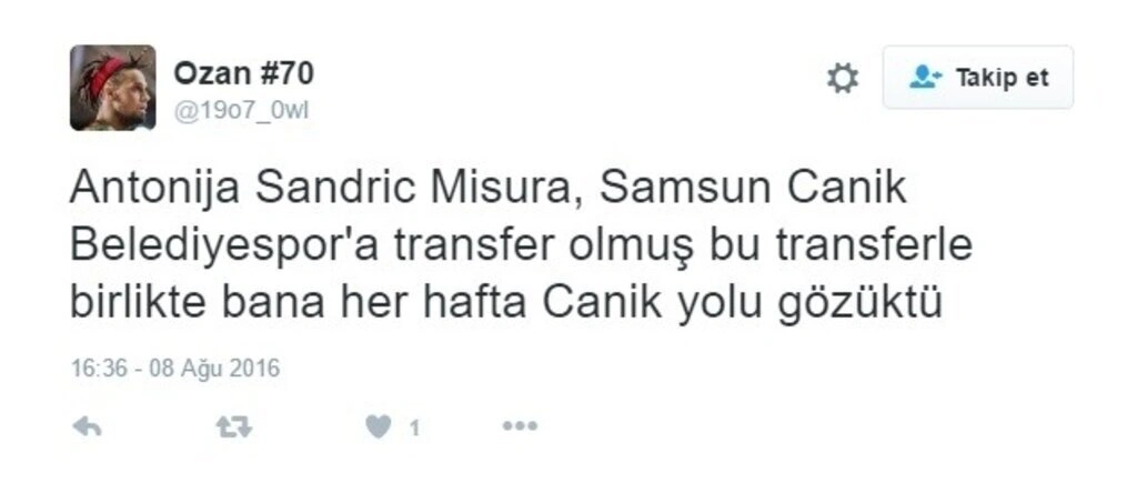 Antonija Misura Sandic Samsun Canik Belediyespor'a gelmesiyle tweetler yağdı