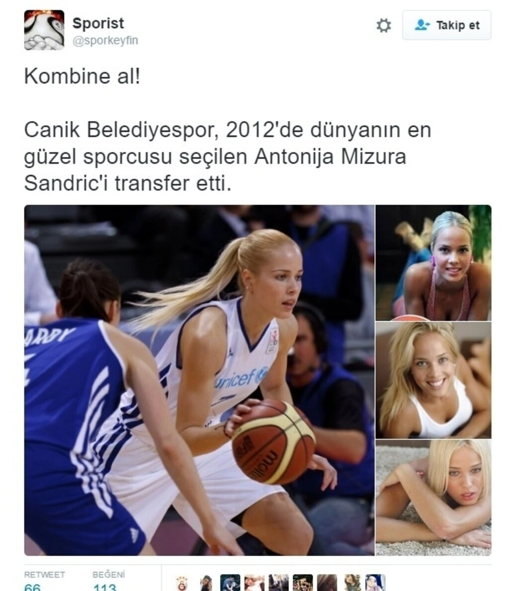 Antonija Misura Sandic Samsun Canik Belediyespor'a gelmesiyle tweetler yağdı