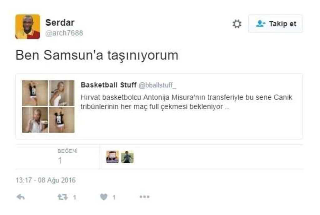Antonija Misura Sandic Samsun Canik Belediyespor'a gelmesiyle tweetler yağdı