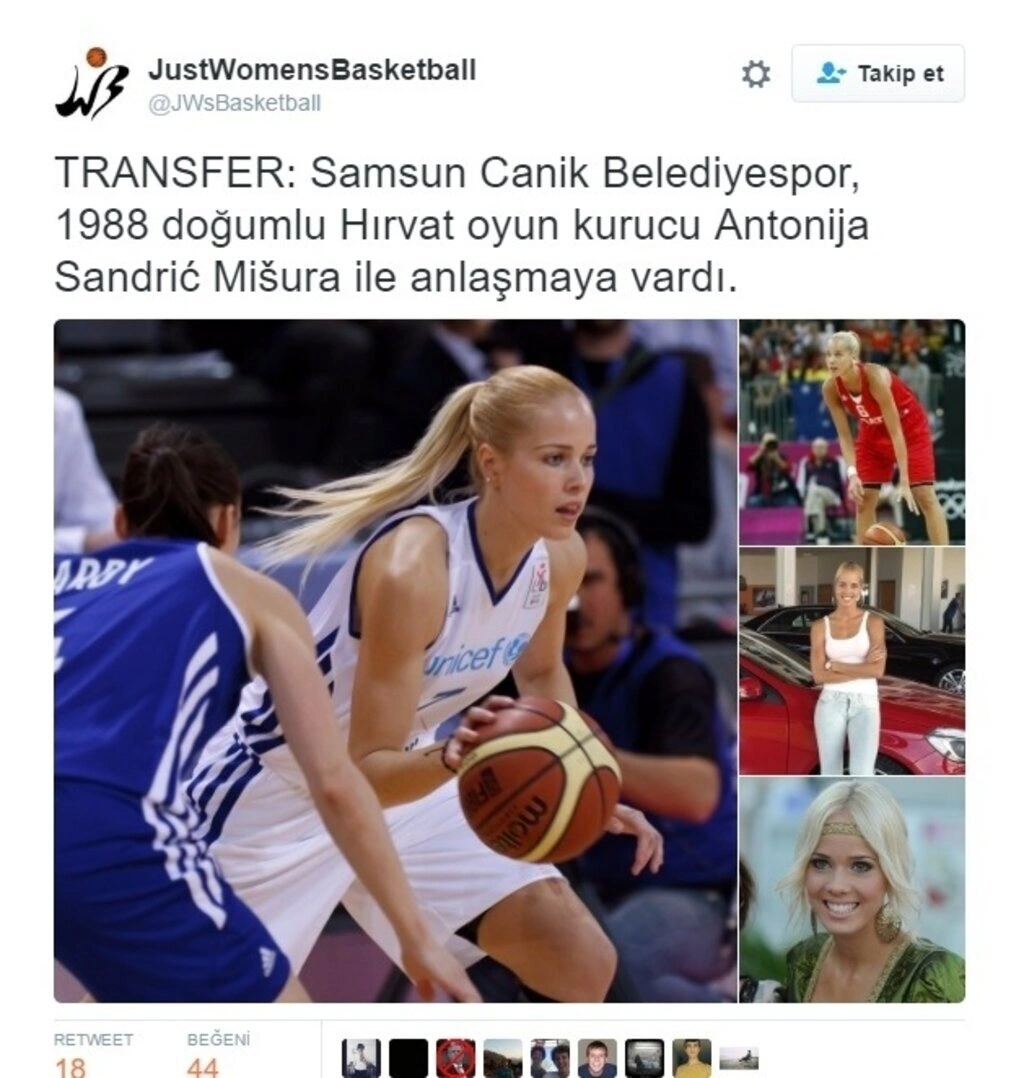 Antonija Misura Sandic Samsun Canik Belediyespor'a gelmesiyle tweetler yağdı