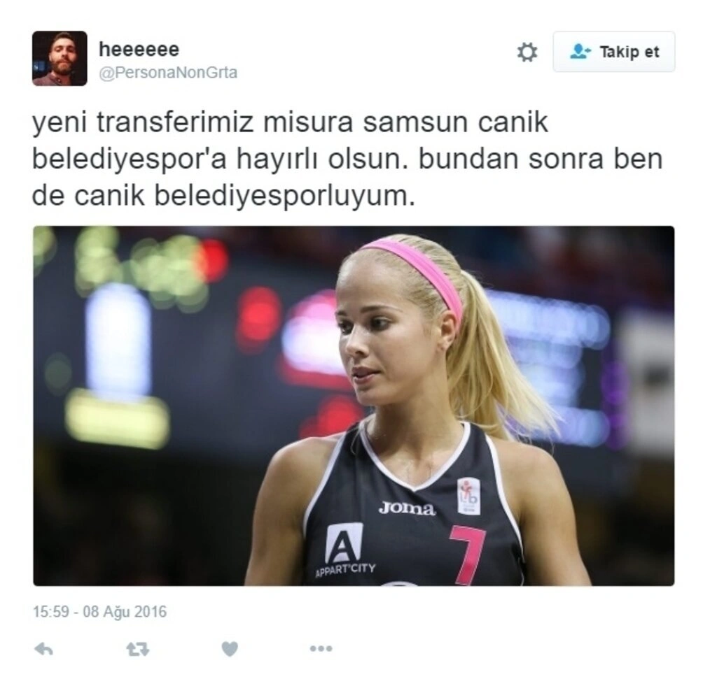 Antonija Misura Sandic Samsun Canik Belediyespor'a gelmesiyle tweetler yağdı
