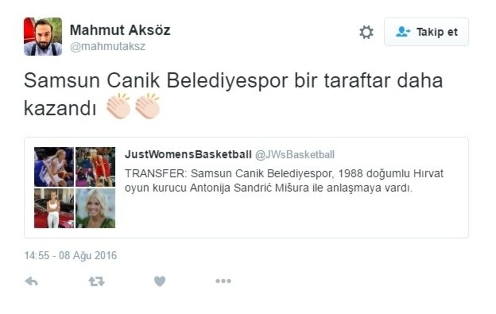 Antonija Misura Sandic Samsun Canik Belediyespor'a gelmesiyle tweetler yağdı