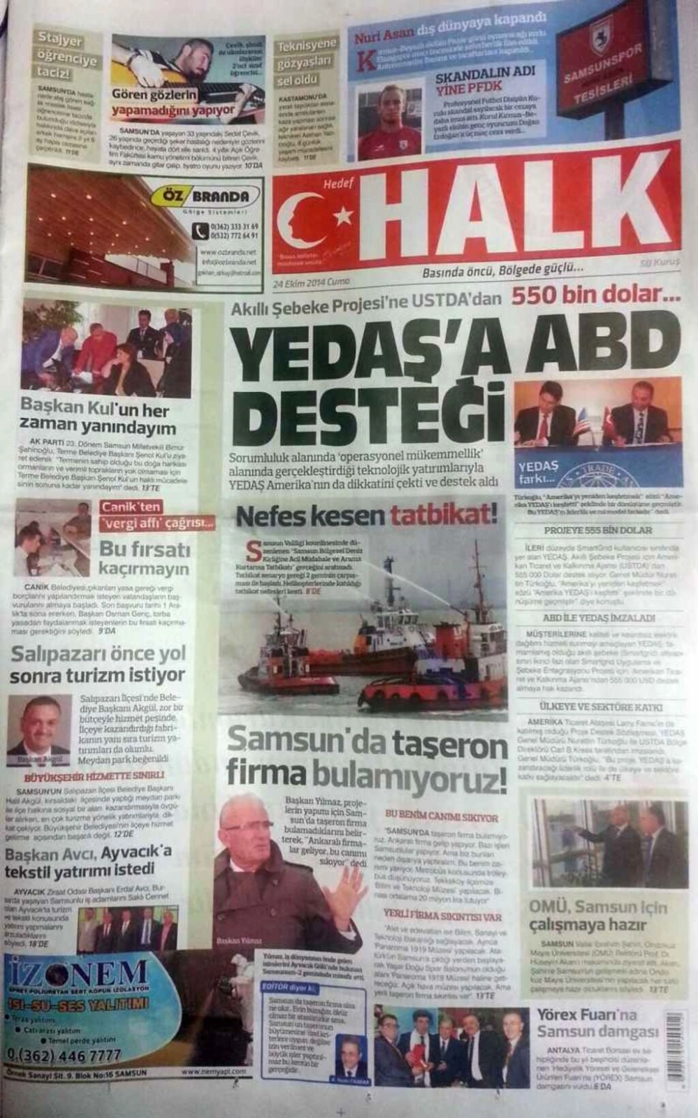 24 Ekim Cuma günü gazeteleri