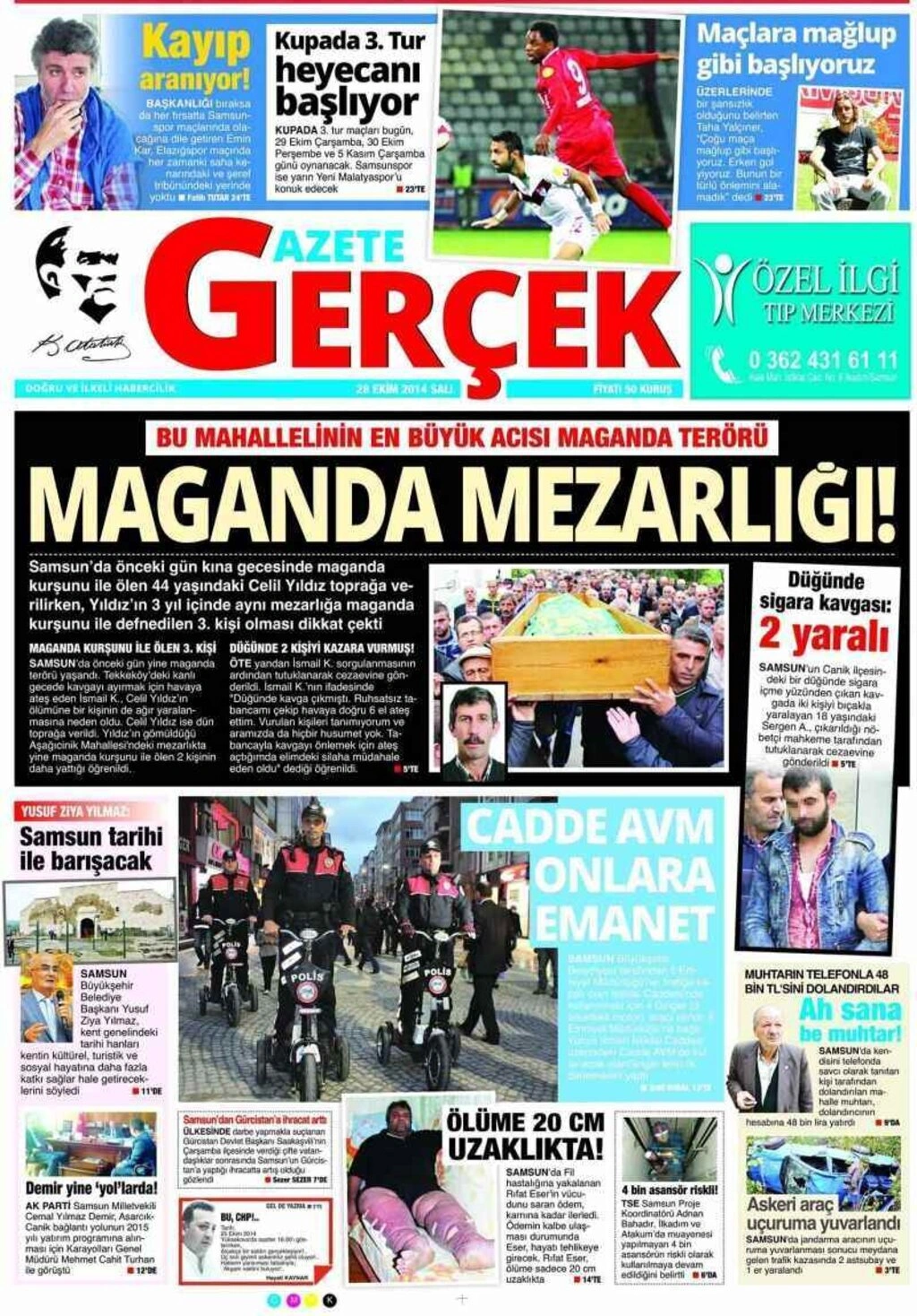 28 Ekim Salı Samsun'un yerel gazeteleri