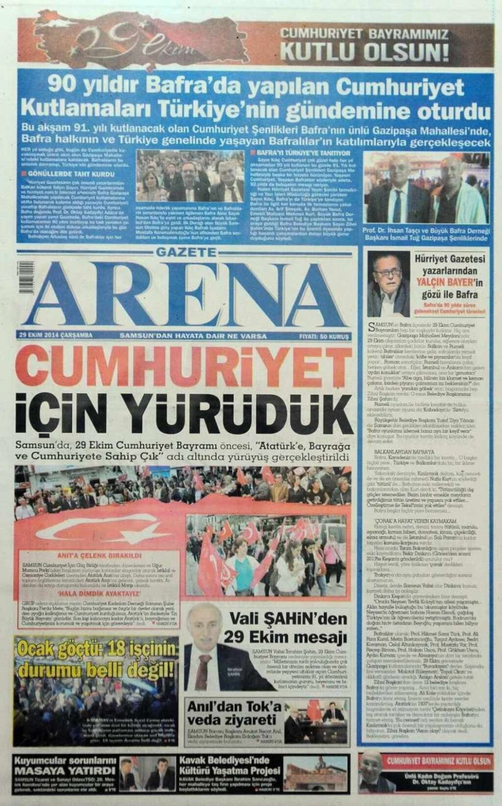 29 Ekim yerel gazetelerin birinci sayfaları