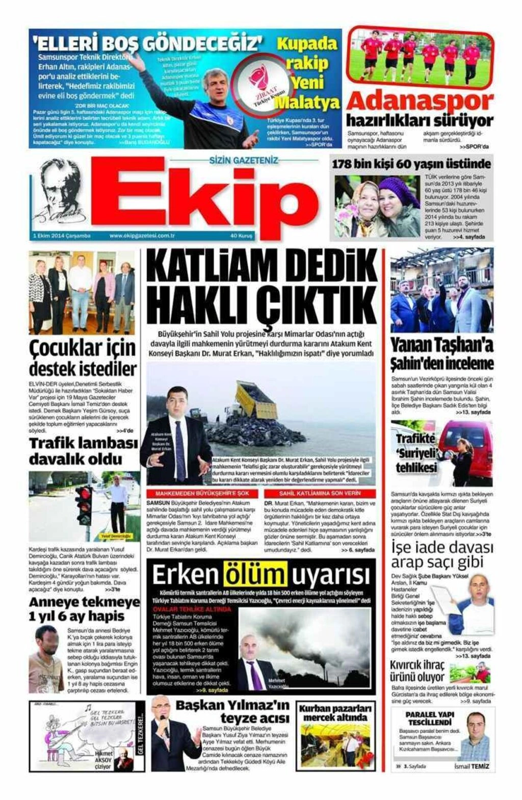 1 Ekim Samsun'un Yerel Gazeteleri