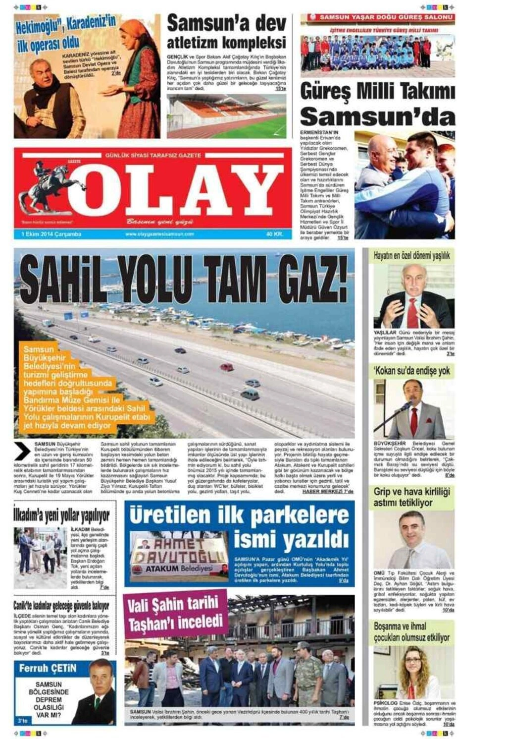 1 Ekim Samsun'un Yerel Gazeteleri