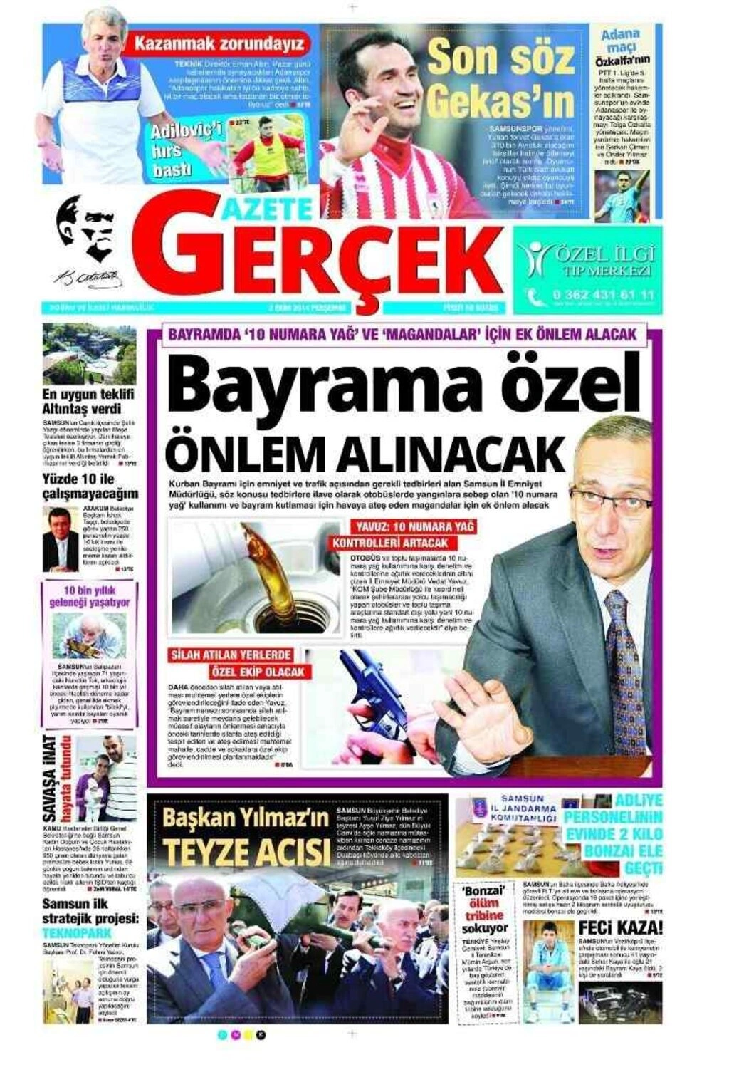 2 Ekim Perşembe Yerel Gazeteler